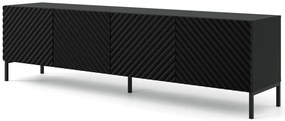 Szafka rtv w stylu glamour czarny mat + czarne nóżki - Resa 7X