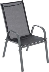 GARTHEN Krzesła ogrodowe sztaplowane, czarne / ciemnoszare