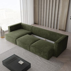 Masseno Narożnik TOLMO z funkcją spania i pojemnikiem na pościel Narozniki L, Rozkładana sofa - Zielony, LUMO 20