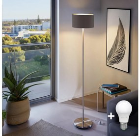 Eglo - LED  Lampa podłogowa TUNJA 1xE27/60W/230V matowy chrom/brązowa