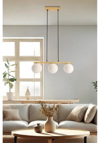 Biało-naturalna lampa wisząca ze szklanym kloszem Carrine – Candellux Lighting