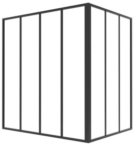 Przeszklona ścianka narożna industrialna z aluminium malowanego proszkowo - szer. 120 x szer. 90 x wys. 130 - Czarny - BAYVIEW