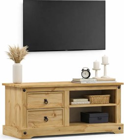 Sosnowa szafka RTV z 2 szufladami C7-G28