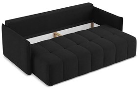 Czarna rozkładana/ze schowkiem sofa 225 cm Moku – Makamii