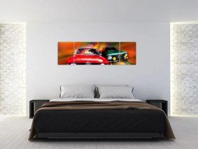 Obraz - Retro samochody wyścigowe (170x50 cm)