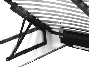 Łóżko tapicerowane MALIBU, wezgłowie, obicie VELUTTO, pojemnik na pościel, podnośnik gazowy, wysokość spania 39 cm, 120x200 cm, Wiśniowy