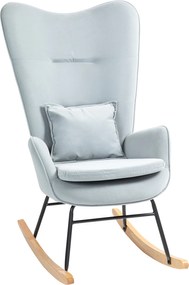 HOMCOM Fotel Bujany, Pokrycie w Aksamitnym Wykończeniu, z Poduszką Lędźwiową, Nośność do 120 kg, 67 x 85 x 112 cm, Jasnoszary