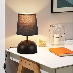 NETTLIFE Lampka nocna z kablem, czarna, materiałowa, lampa stołowa, nowoczesna lampka nocna do sypialni z kablem, bez żarówki