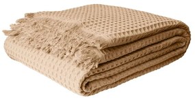 Beżowa bawełniana narzuta 140x200 cm Waffle – Mijolnir