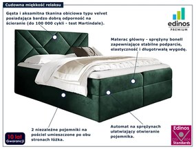 Zielone łóżko kontynentalne z pojemnikiem 5 rozmiarów D1-G05