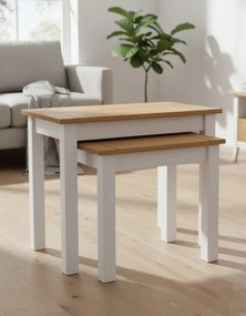 Skandynawski zestaw 2 białych stolików kawowych S9-T37