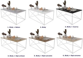 Prostokątna ława do salonu biały + beton - Sekros 5X