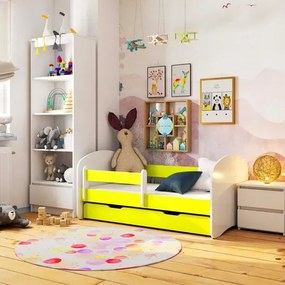 Łóżko dziecięce z barierką białe + limonka - Elea 3X 70x140