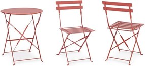 Stalowy zestaw mebli ogrodowych w kolorze terakoty dla 2 osób Austin – Bizzotto