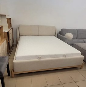 Łóżko podwójne Arno beż z materacem i pojemnikiem na pościel 160/200