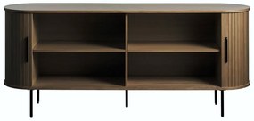 Brązowa komoda w dekorze dębu z drzwiami przesuwnymi 180x76x45 cm Nola – Unique Furniture