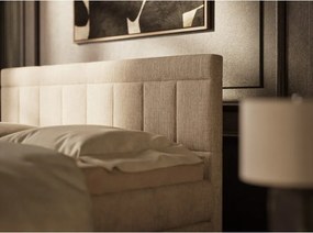 Beżowe łóżko kontynentalne ze schowkiem 160x200 cm Caya – Maison de Rêve