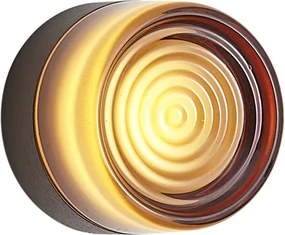 Designerski kinkiet z ciemnego brązu z bursztynowym szkłem IP44 - Michele