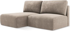 Otwarty Lewy narożnik z funkcją spania - z tkaniny szenilowej - ciemny beż - KONA