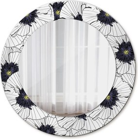 Lustro z nadrukiem okrągłe Liniowe kwiaty kompozycja