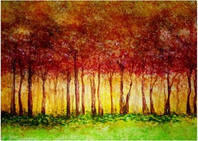 Obraz na szkle - Malowanie lasu liściastego (70x50 cm)