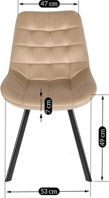 Krzesło Tapicerowane do Salonu RICK Beżowe Welurowe Nowoczesne Loft