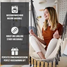 MIADOMODO Wiszący fotel bujany, beżowy