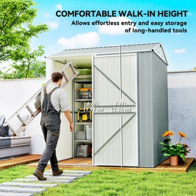 Outsunny Metalowy Domek Ogrodowy 3,5 m², Wysoki Zamykany Schowek z Pochyłym Dachem, Wentylacją i Rękawicami, 209 x 177 x 236 cm | Aosom PL