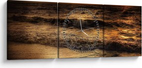 Obraz - Fale na wybrzeżu (z zegarem) (90x30 cm)