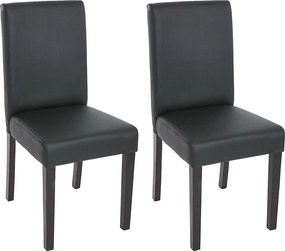 Zestaw 2 krzeseł do jadalni Littau ze sztucznej skóry,  imitacja skóry, czarny mat, ciemne nogi