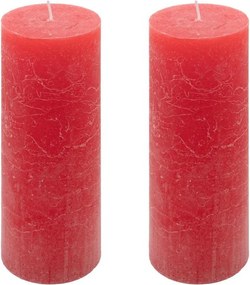 Zestaw świec rustykalnych, 20 cm, Ø 7,5 cm, czerwony, 2 szt.