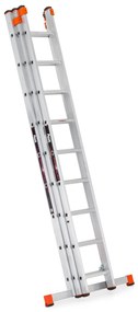 Aluminiowa trójczęściowa drabina ALVE PREMIUM z stopniami, 3x9 szczebli, długość 6,08 m
