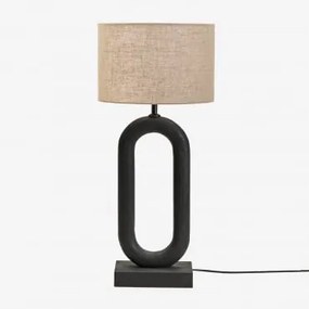 Lampa Stołowa Z Drewna Mango Tiberia Nizina Czarna & Jasny Piaskowy Brąz Ø30 Cm - ↑20 Cm Arlina - Sklum