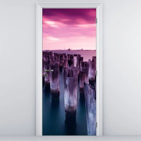 Fototapeta do drzwi - Drewniane słupki (95x205cm)