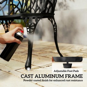 Outsunny Ławka ogrodowa 2-osobowa z odlewanego aluminium odporna na warunki atmosferyczne, z oparciem w kształcie tulipanów i motywem kwiatowym 99 x 57 x 78 cm | Aosom PL