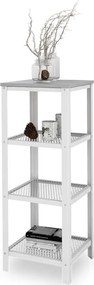 Minimalistyczny regał z metalowym stelażem biały + beton D6-M26