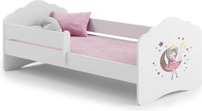 Łóżko dziecięce FALA 140x70 cm białe z materacem, stelażem z listew, demontowaną barierką i wbudowanym schowkiem