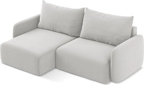 Jasnoszary aksamitny rozkładany/ze schowkiem narożnik (lewostronny/z szezlongiem) Kalena – Makamii