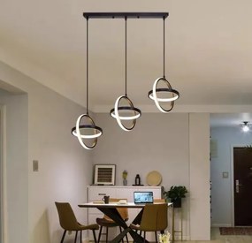 Lampa geometryczna LED z kloszem wisząca sufitowa AT54-3SL-Czarna