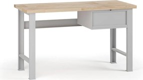 Stół warsztatowy G7, blat bukowy, 1500 x 800 x 840 mm, 1x kontener, 1x szuflada, szary