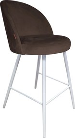 Hoker TRIX krzesło barowe tkanina Welur podstawa metalowa : Kolor nogi - Biały stożek, Kolor tkaniny - VELVET - MG05, Typ siedziska - Siedzisko stałe