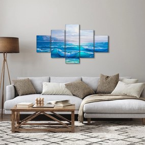 Obraz - Obraz olejny przedstawiający morze z mewami (125x70 cm)