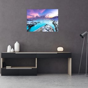 Obraz na szkle - Błękitna laguna na Islandii (70x50 cm)