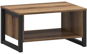 Ława z Półką Drewniana do Salonu LIRE 80 cm Dąb delano Loft