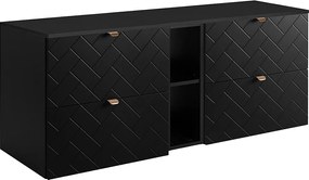 Meble łazienkowe, Czarny Mat, 140 x 57 x 46 cm, złote uchwyty
