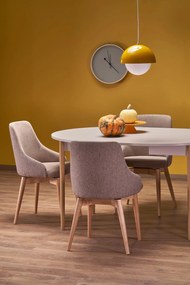 Stół Okrągły rozkładany 102-142x102x75 cm płyta kaszmir/naturalny PIVOT