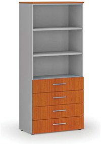 Szafa biurowa z szufladami PRIMO GRAY, 800 x 420 x 1781 mm, szary/wiśnia