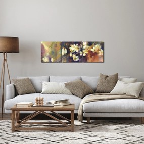 Obraz - Białe magnolie, malarstwo (z zegarem) (90x30 cm)