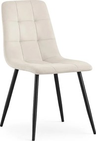 Welurowe krzesło tapicerowane pikowane Beżowe NERO Czarne nogi
