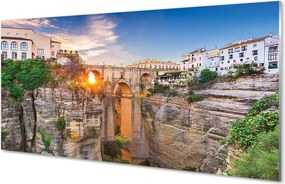 Panel Szklany Most nad Rzeką o Zachodzie Słońca